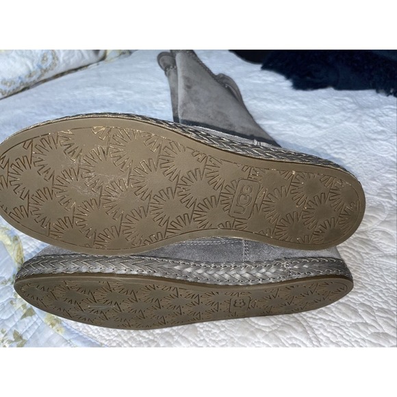 UGG Women’s Emerie Gray Suede Knee High Winter Dress Boots Size 7 - Picture 8 of 12